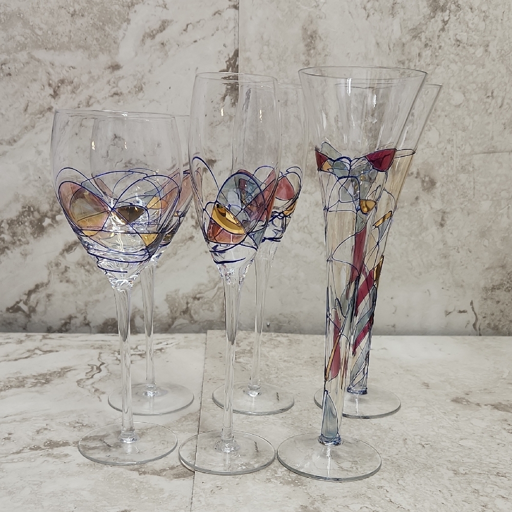 Abstract Art Glassware Set
